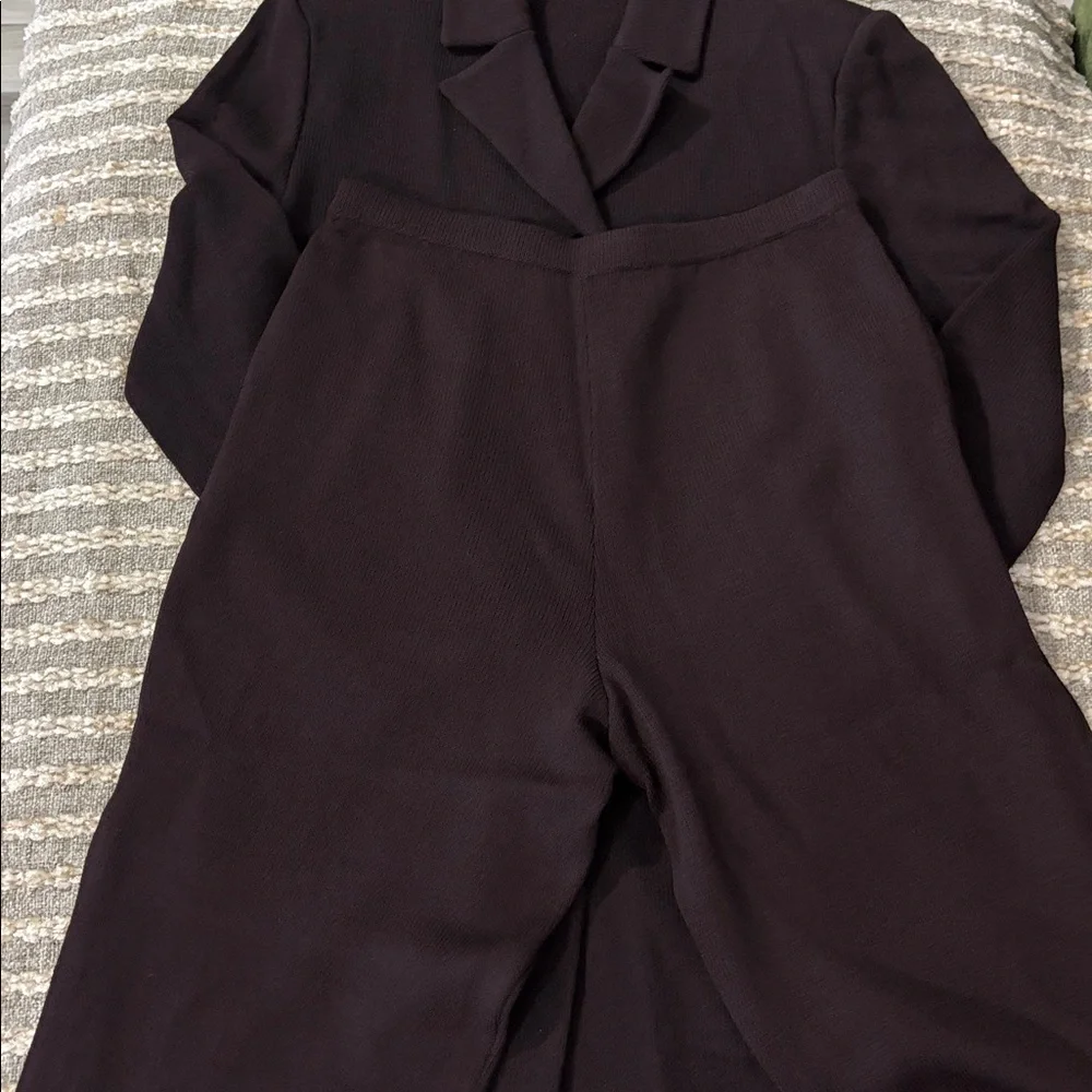St John Dark Brown Santana Knit Women’s Double-Breasted‎ Pants Suit Size 12